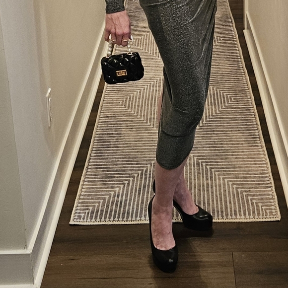 ⚡️Mini Black Quilted Jelly Handbag with Pearl Handle + Crossbody Chain - Picture 7 of 11